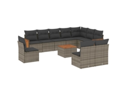 Maison Exclusive - Set De Sofás De Jardín 11 Pzas Y Cojines Ratán Sintético Gris