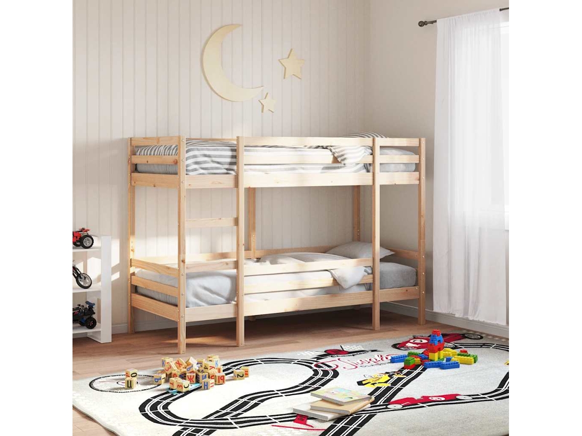 Cama Litera Sin Colchón Madera Maciza De Pino 90x200 Cm