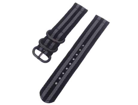 Correa de nailon 18mm con hebilla redonda para Garmin Forerunner 255S/Venu 2S/Xiaomi Mi Watch - negro/gris