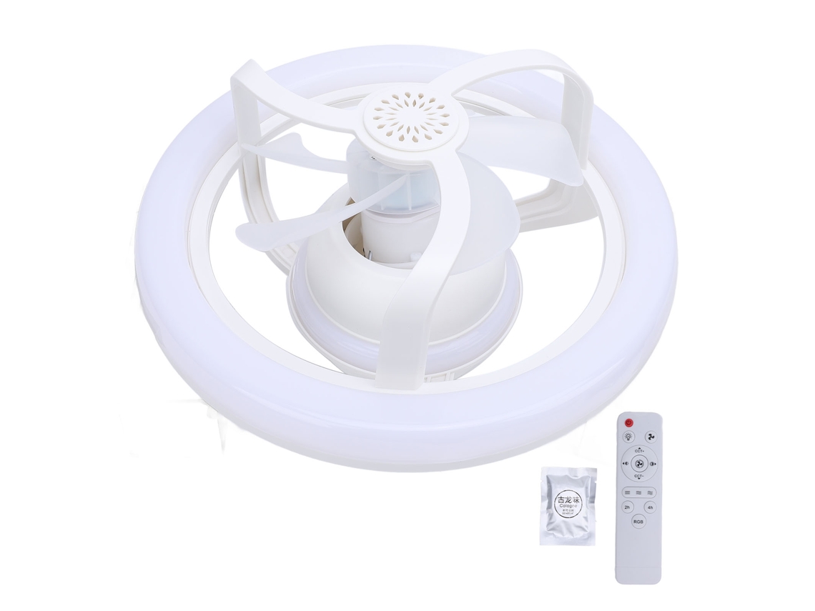 Ventilador De Techo Led Con Luz, Casquillo E27, Rotación De 360° Y Mando A Distancia Para Dormitorios, Cocinas Y Garajes.