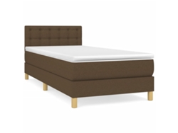 Maison Exclusive - Cama Box Spring Con Colchón Tela Marrón Oscuro 90x190 Cm