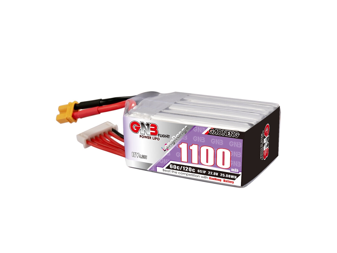 Batería Lipo Gaoneng GNB de 22,8 V, 1100 mAh, 60 C, 6 s, conector XT30XT60 para dron de carreras FPV Speedybee Bee35