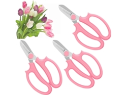 Tijeras de jardinería con mango ergonómico, 3 piezas, sin marca.