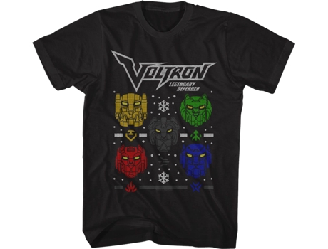 Camisetas Unisex DEEPSTONE Lion Heads Faux Ugly Christmas Sweater Voltron Negro (S)