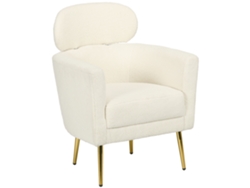 Sillón con forma de osito de peluche, reposacabezas extraíble y patas de metal color crema.