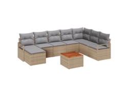 Conjunto 9 De Sofá De Jardín Con Cojines Vidaxl Beige Ratán