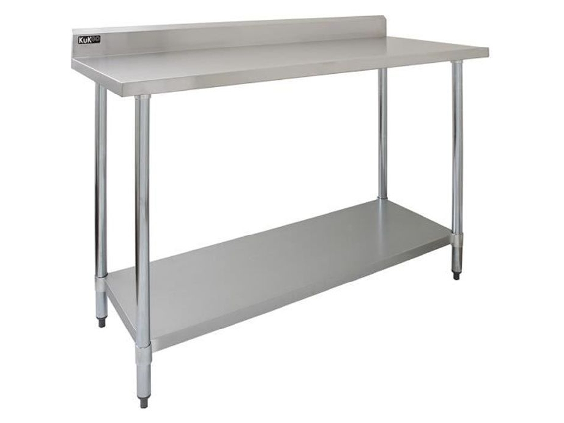 Mesa de preparación de acero inoxidable de 120cm, cocina, restaurante, cantina, superficie, mostrador de comida