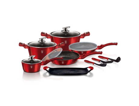 Baterías de Cocina BERLINGER HAUS (16-20-22-24 cm - Aluminio Forjado - Rojo)