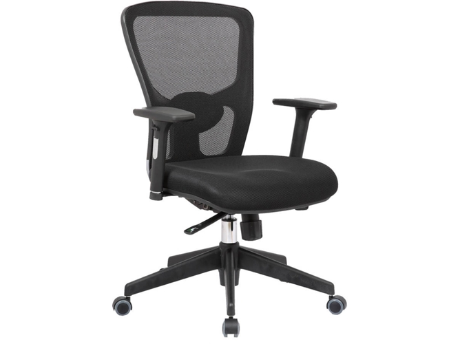 Silla de Escritorio Operativa PYC Pozuelo Negro con ruedas antiarañazos (Brazos Ajustables - Malla)