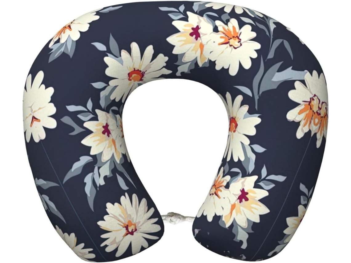 Almohada Viaje Daisy Espuma Viscoelástica Poliéster, Soporte Relajación, Fácil Viajes