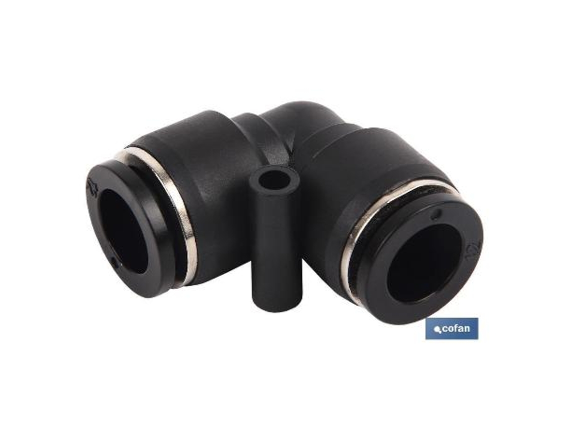 Empalme rapido codo plastico t-8   caja 10 unid.