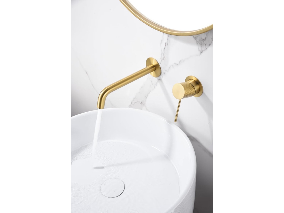 Griferia Mice empotrada monomando de lavabo de laton - Color Oro Cepillado MICE COLLECTION