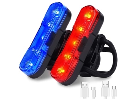 Luces para bicicleta Luz trasera para bicicleta Paquete de 2 luces traseras para bicicleta Impermeable USB Recargable con 4 opciones - ENZONS rojo