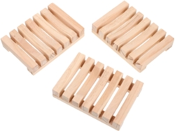 Juego de 3 jaboneras de madera para fregadero de cocina y baño con ventilación para jabón limpio. Slowmoose