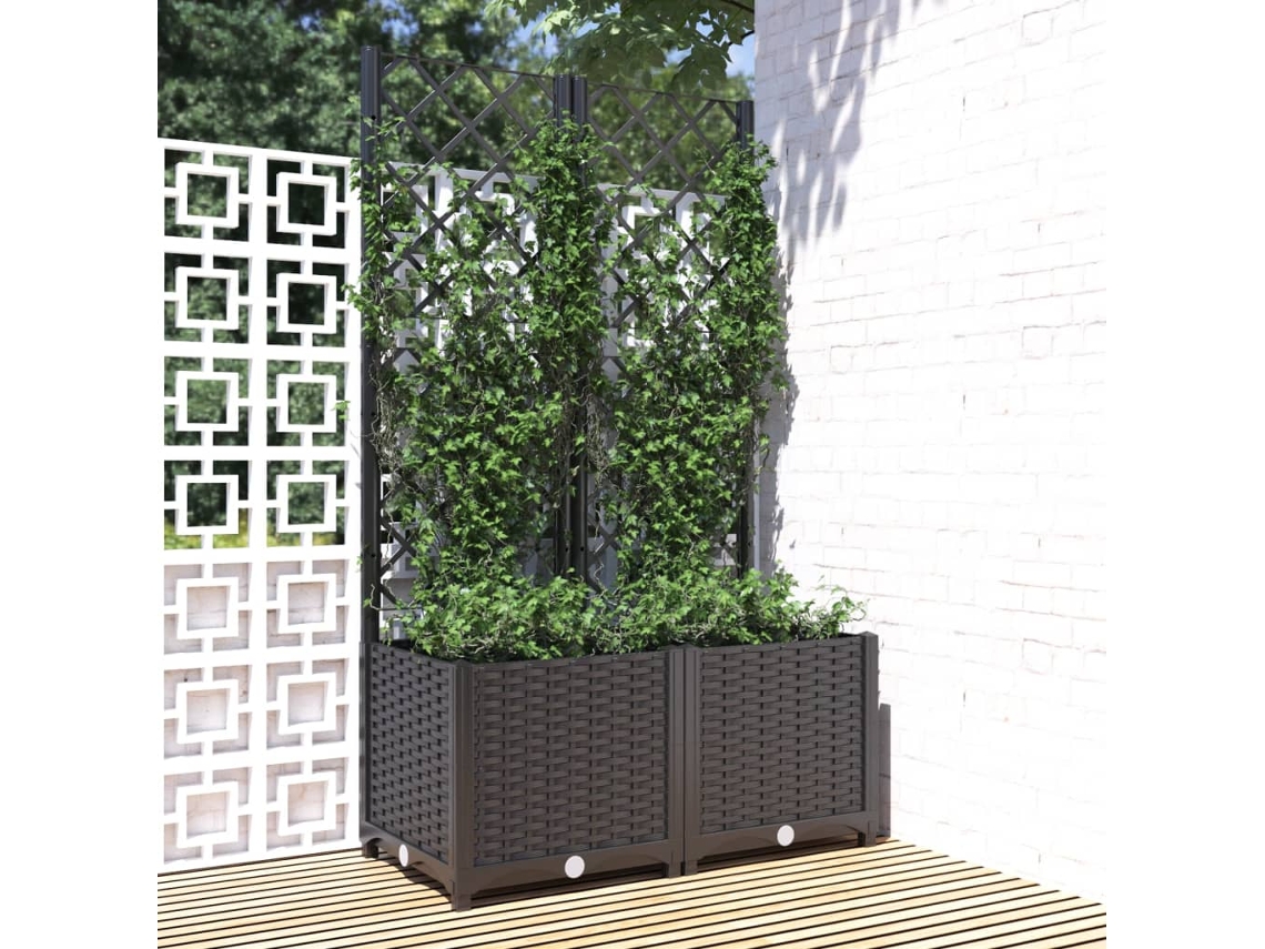 Maceta/Jardinera de Jardín con Enrejado 80X40X136 Cm PP Negro