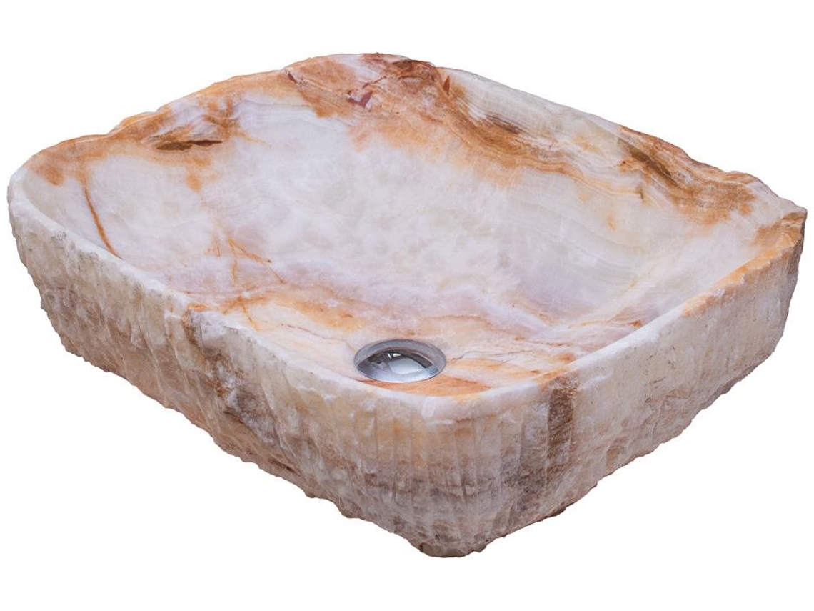 Lavabo rectangular de piedra sobre encimera baño FORZINI FZ-104 (40x15 cm)