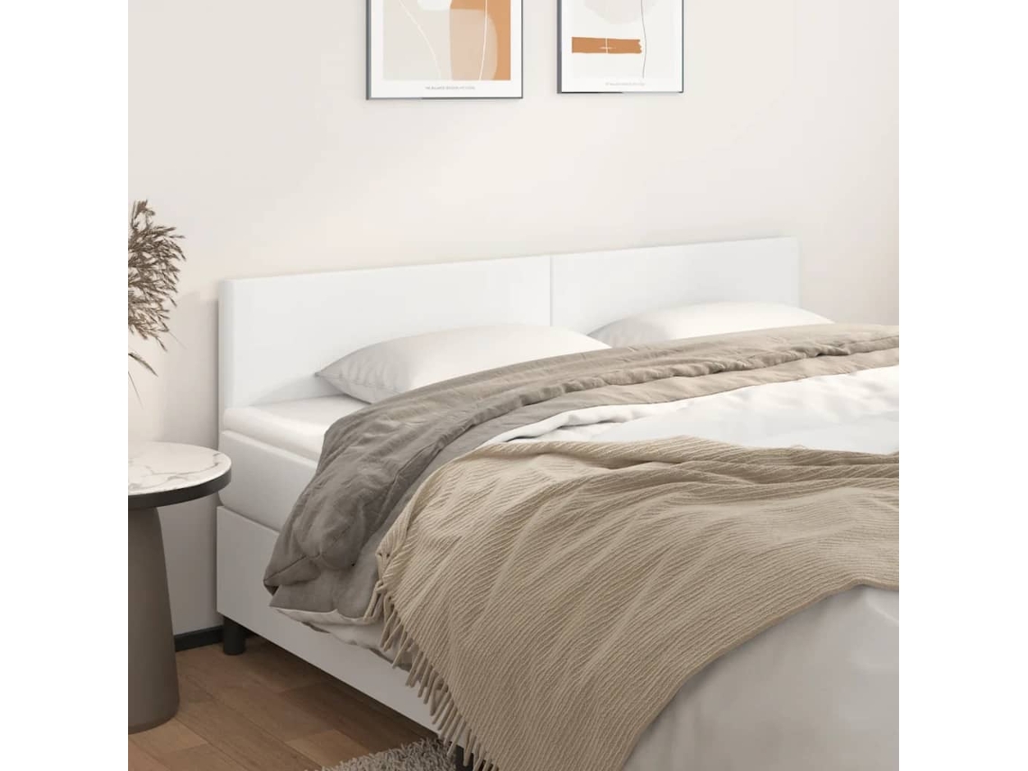 Cabeceros 2 Unidades De Cuero Sintético Blanco 80x5x78/88 Cm
