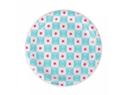 8 Platos De Papel - Geométricos Con Estrellas Azules