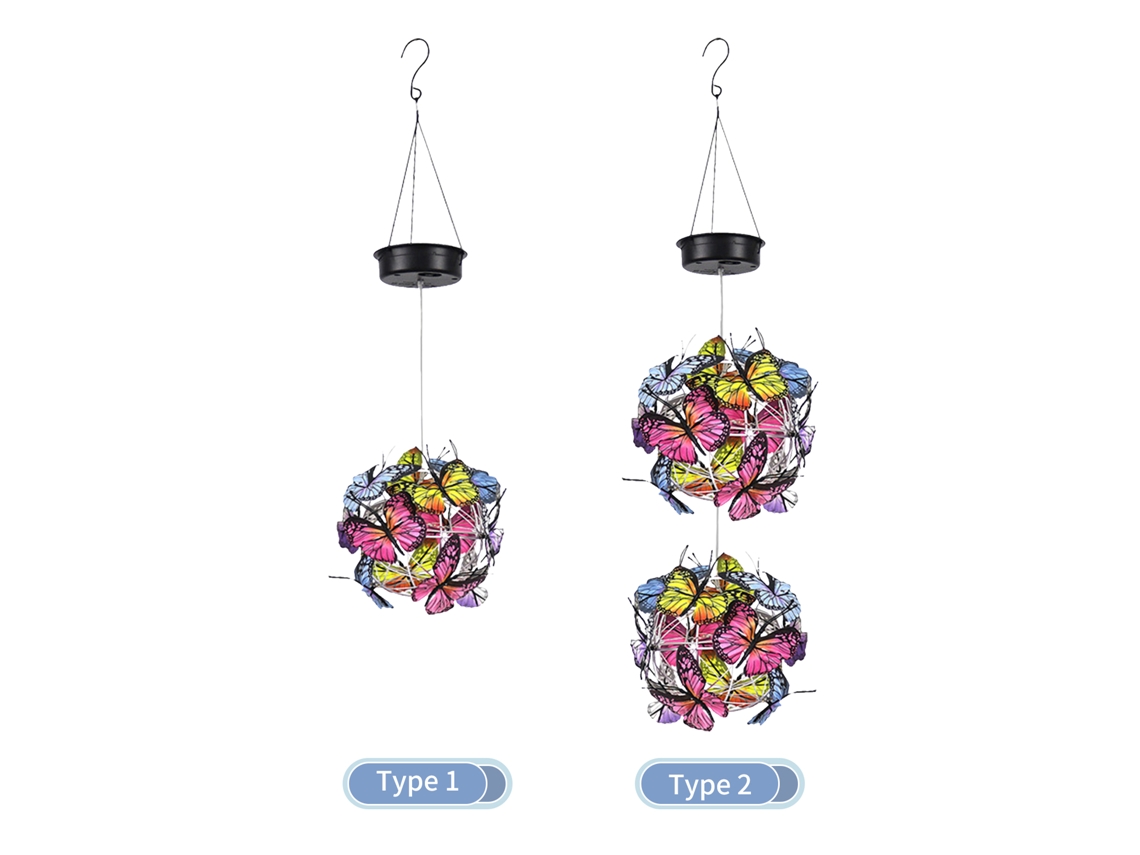 Lámparas solares colgantes para exteriores con diseño de mariposa, LED multicolor, resistentes al agua para jardín, césped y paisaje.