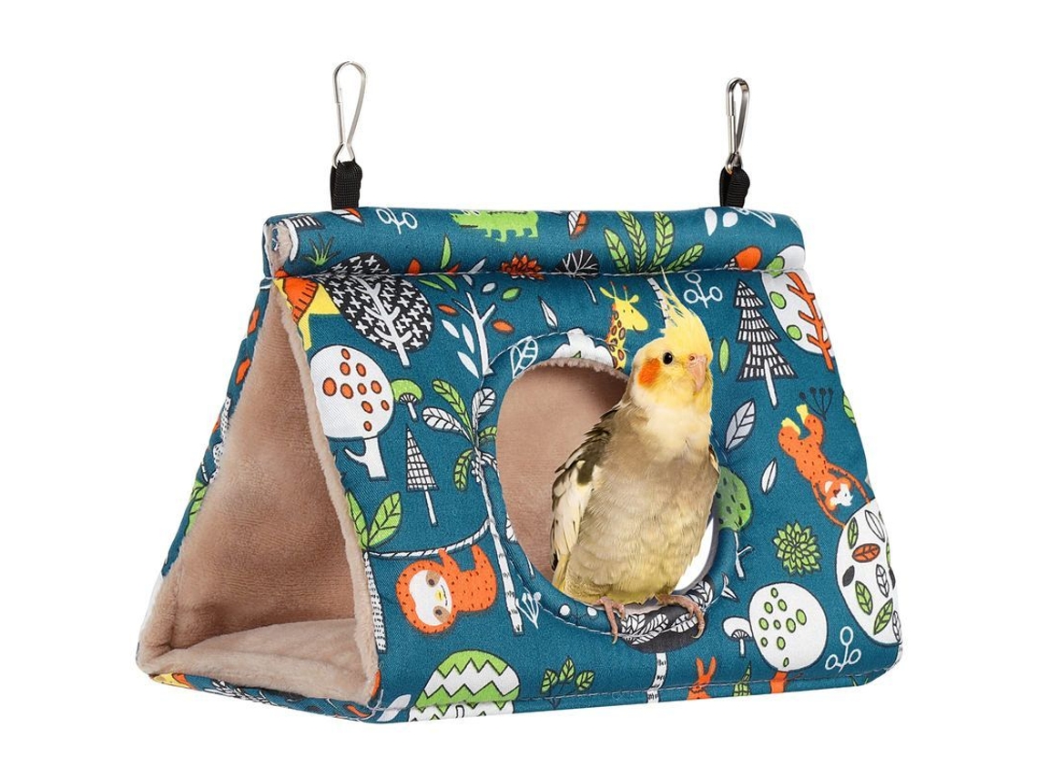 2026-casa Nido Para Aves Calefacción Invierno Hamaca Colgante Plush Suave Jaula Pájaro Azul