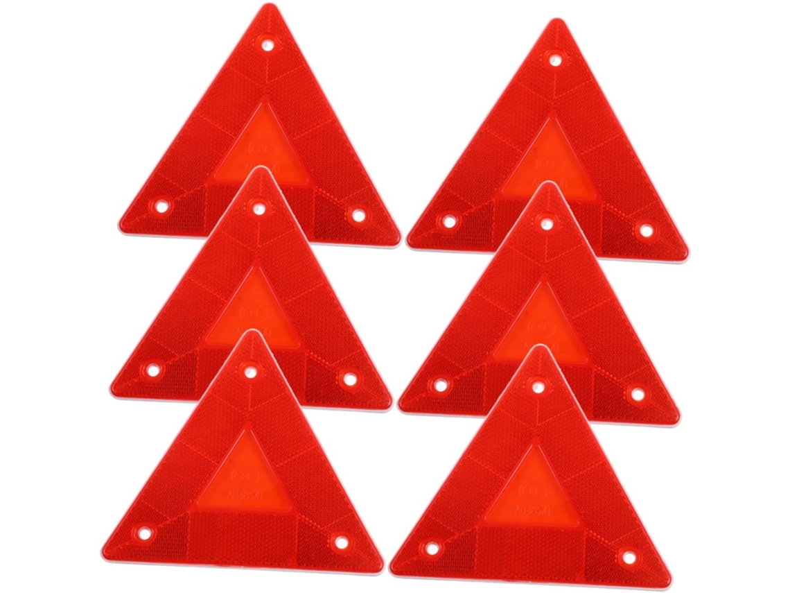 Conjunto De 6 Placas De Segurança Triangulares De Plástico Vermelho Para Caminhões E