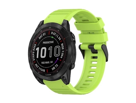 Correa De Reloj Inteligente Para Garmin Fenix 7 Correa De Reloj De Silicona Con Textura Horizontal De 22 Mm Con Herramienta De Extracción Verde Lim...