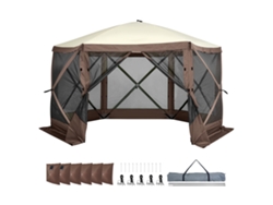 Carpa Gazebo Plegable de 6 Lados SUCCEBUY, Toldo, Marrón