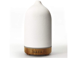 Humidificador de cerámica con acabado en madera, boquilla corta y difusor ultrasónico de aceites esenciales, 100ml.