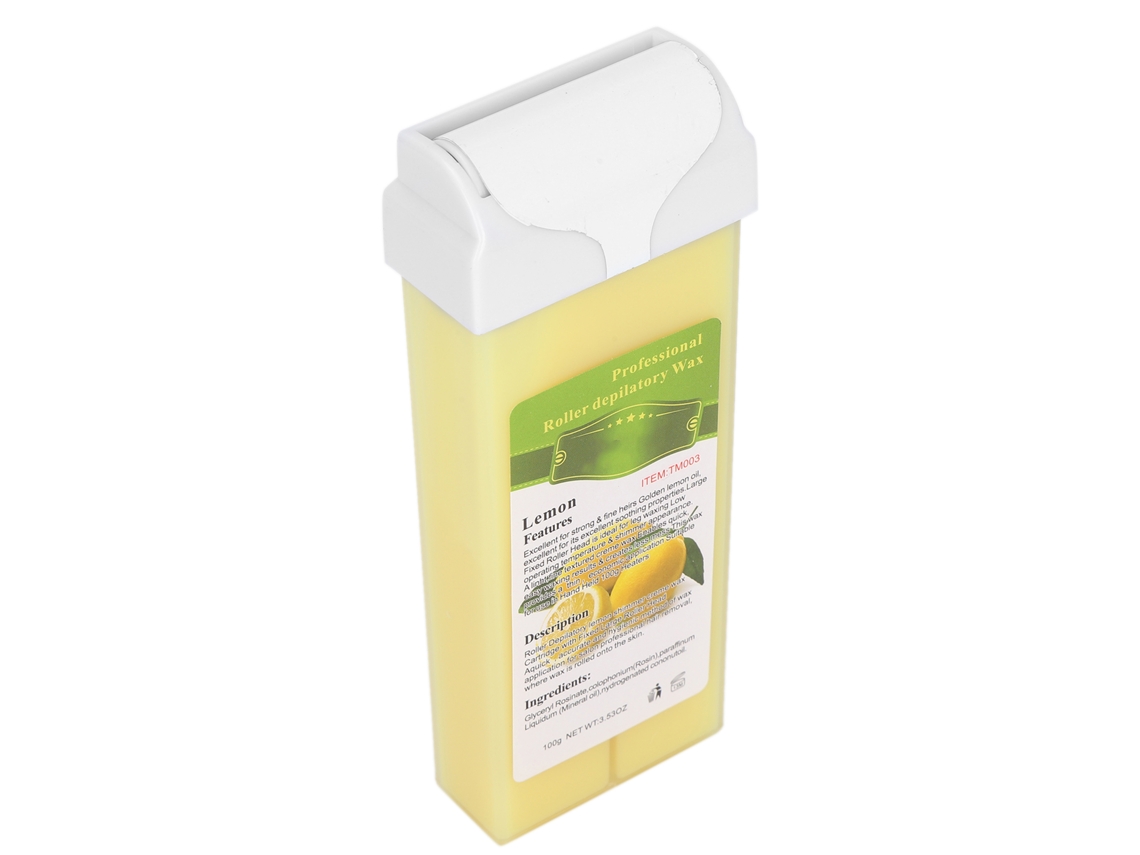 Cera Depilatória com Aplicador Rolo Profissional 100g para Remoção de Pelos Corporais em Grandes Áreas com Suave Limão.