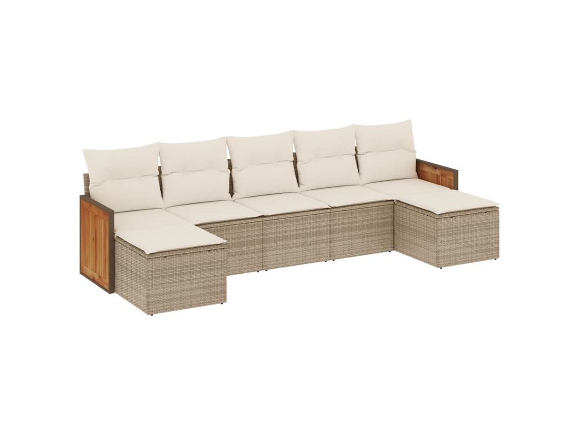 Conjunto de 7 sofás de jardín con cojines de mimbre beige MAISON EXCLUSIVE (7 piezas)