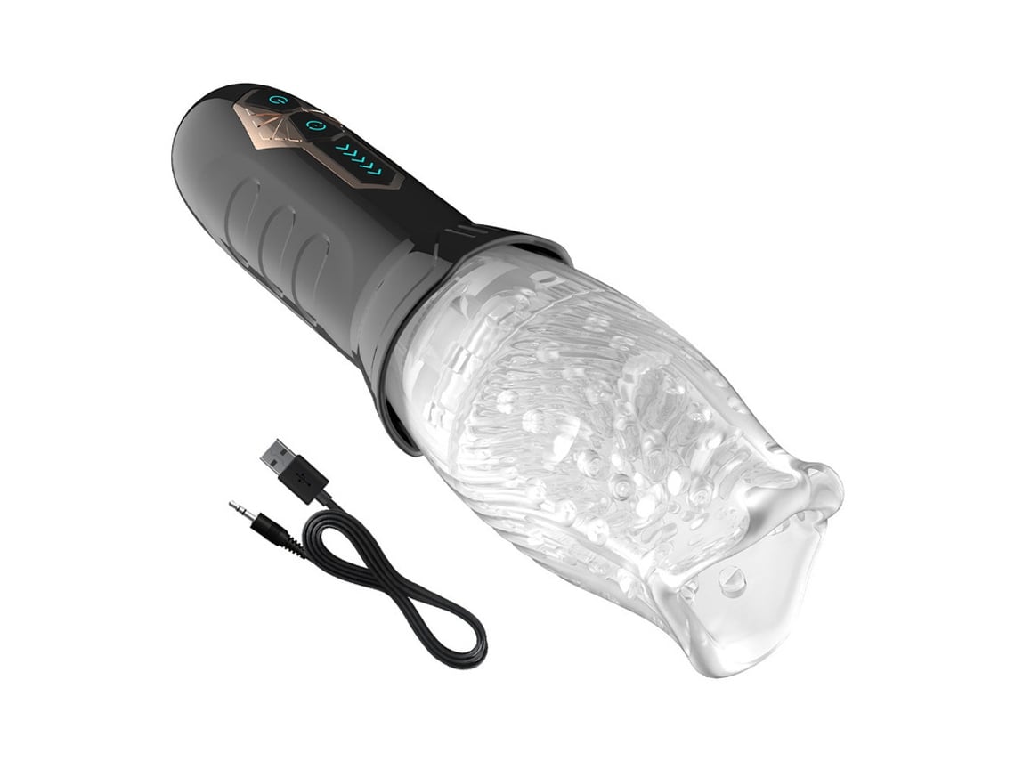 Masturbador vibrador giratorio para hombres, masaje de pene, masturbador masculino, vibrador de glande (negro) VEANXIN