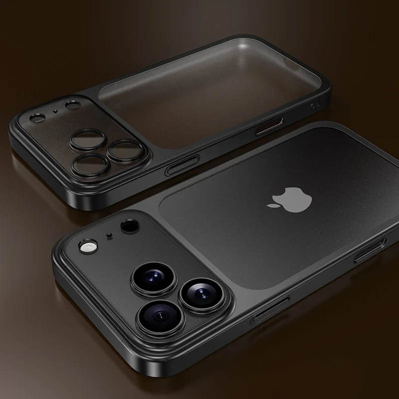 (iphone 17 Pro, Negro) Funda Ultrafina Semitransparente Para Teléfono Con Protección De Marco.