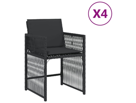 Conjunto 4 Silla De Jardín VIDAXL Negro Poli Ratán