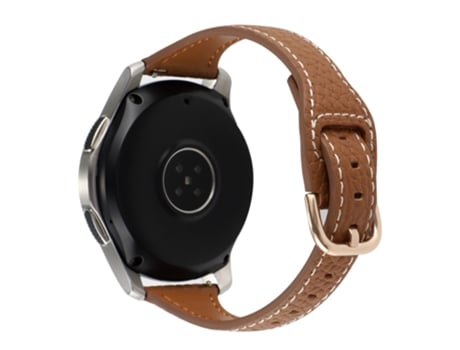 Correa de piel auténtica textura litchi 20mm para Samsung Galaxy Watch 5 Pro 45mm/Watch4 Classic 42mm/46mm - castaño