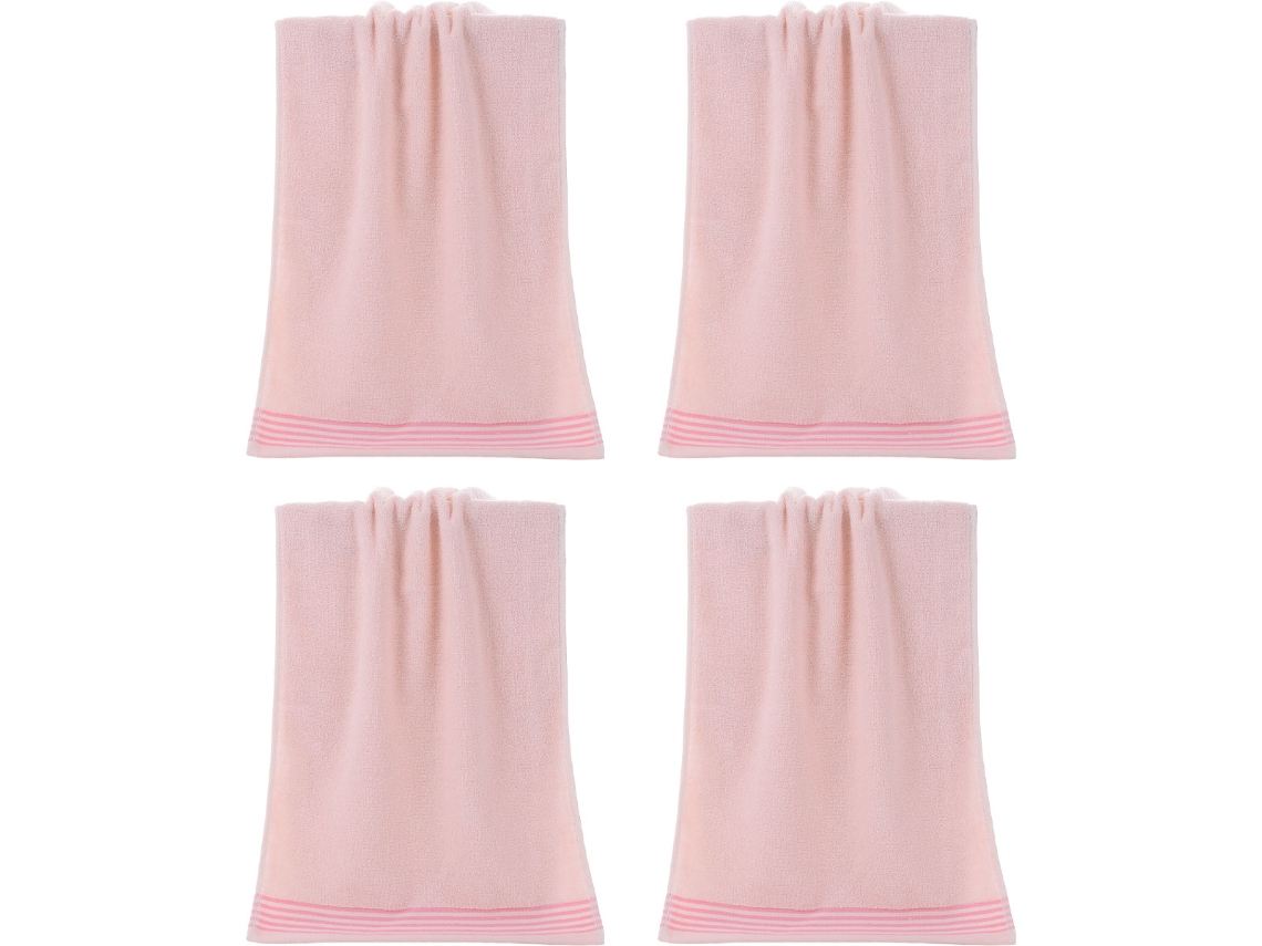 Conjunto de Toallas de Manos NEVEANCE Secamanos Absorbente Baño Manos Rostro Gimnasio Algodón Rosa - 4pcs (33x73cm)