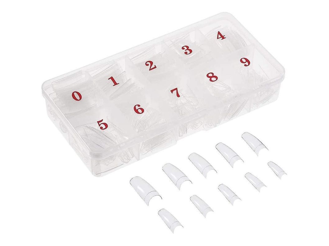 Kit De 500 Uñas Postizas Francesas Transparentes De Abs Natural Con Caja Para Decoración De Uñas.