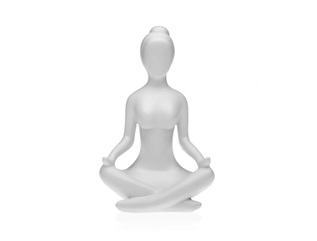 Figura Decorativa VERSA Blanco Yoga 12 x 20 x 10 cm Resina