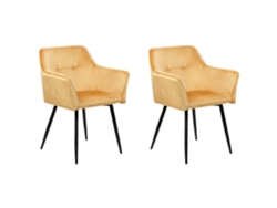 Conjunto de 2 cadeiras estofadas BELIANI Jasmin de Veludo Amarelo 60x49x91