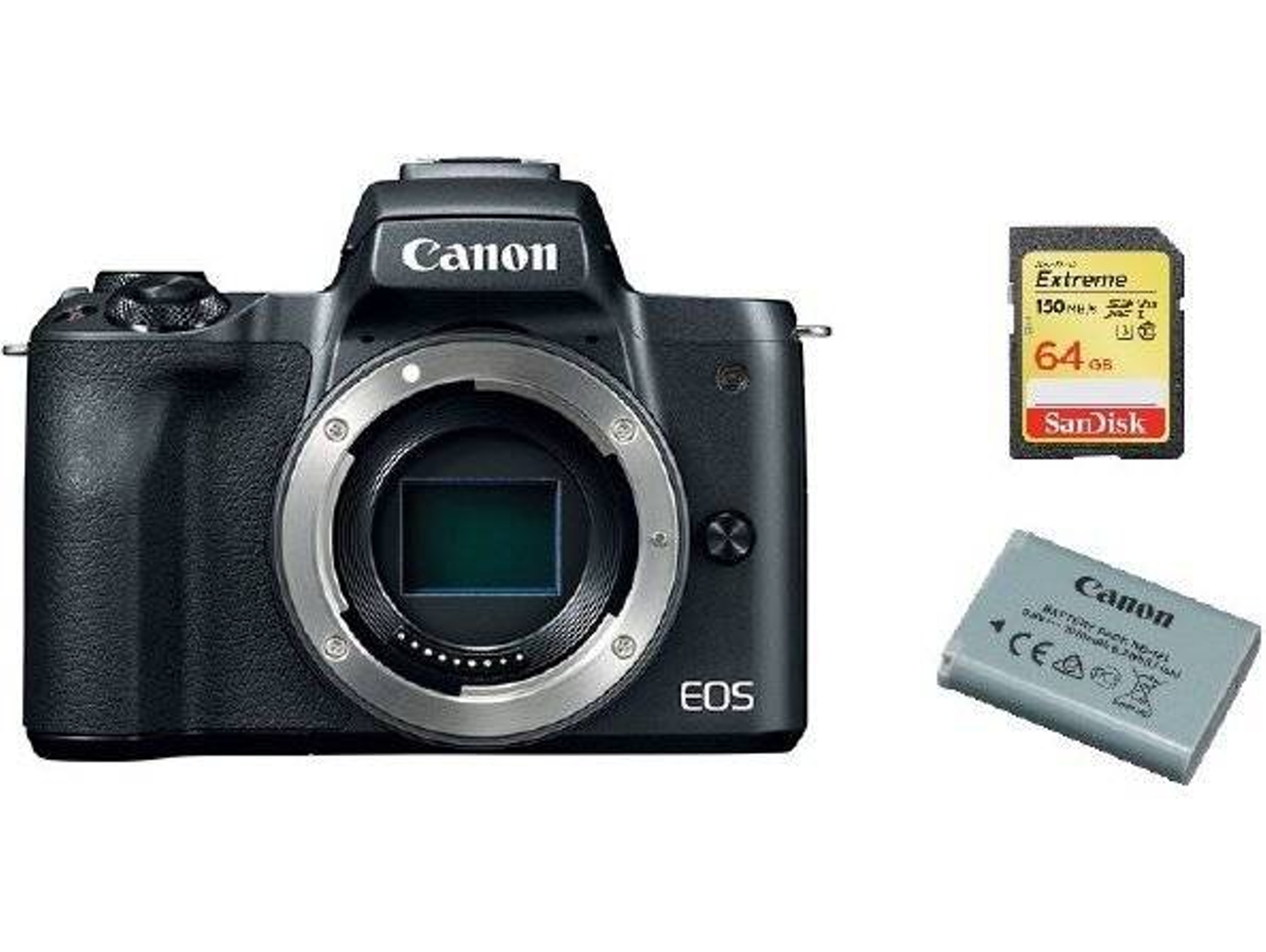 Kit Cámara Mirrorless CANON EOS M50 + SD 64GB + LP-E12