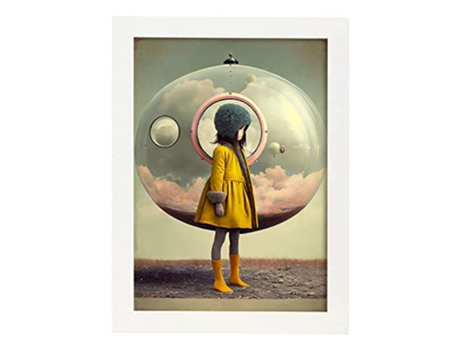 NACNIC Poster Abrigo Amarillo En Estilo Surrealismo Cinematográfico Ilustraciones Y Grabados De Historieta Abstracta Y Artística A3 Marcos Blancos