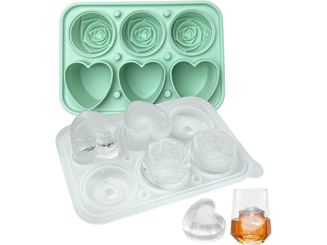 Cubiteras Con Forma De Rosa Y Corazón, Con Tapas Transparentes, Para Whisky Y Otras Bebidas - Verde
