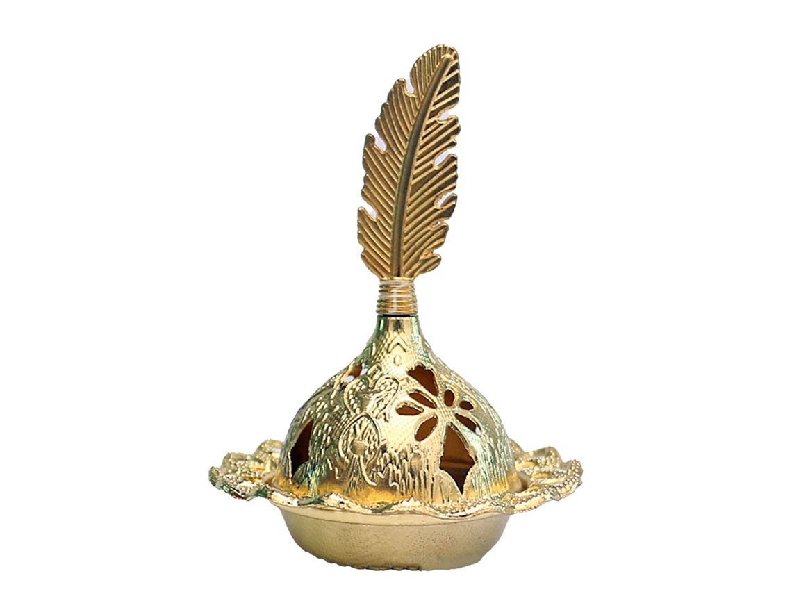 Incensário Retrô de Metal Dourado Anti ferrugem para Decoração e Aromatização em Ambientes