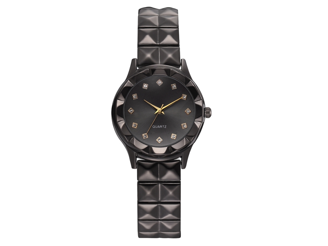 Reloj De Pulsera De Aleación Para Mujer Con Decoración De Diamantes De Imitación, Caja Redonda, Movimiento De Cuarzo.