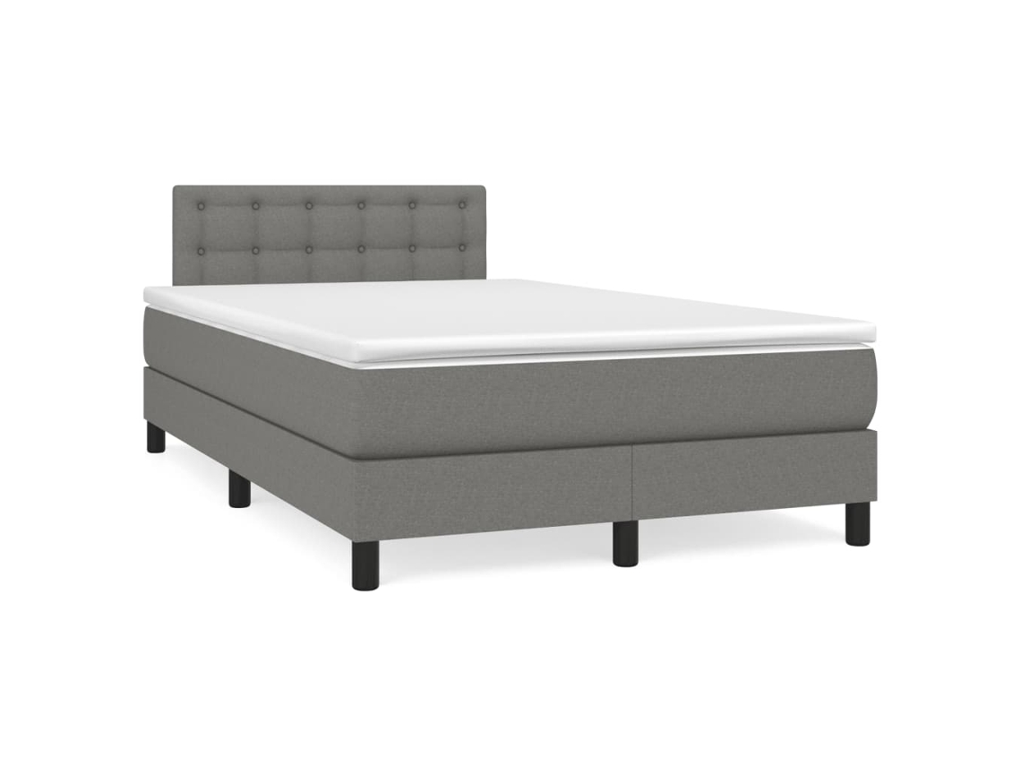 Cama Box Spring Con Colchón Y Led Tela Marrón Oscuro 120x190 Cm