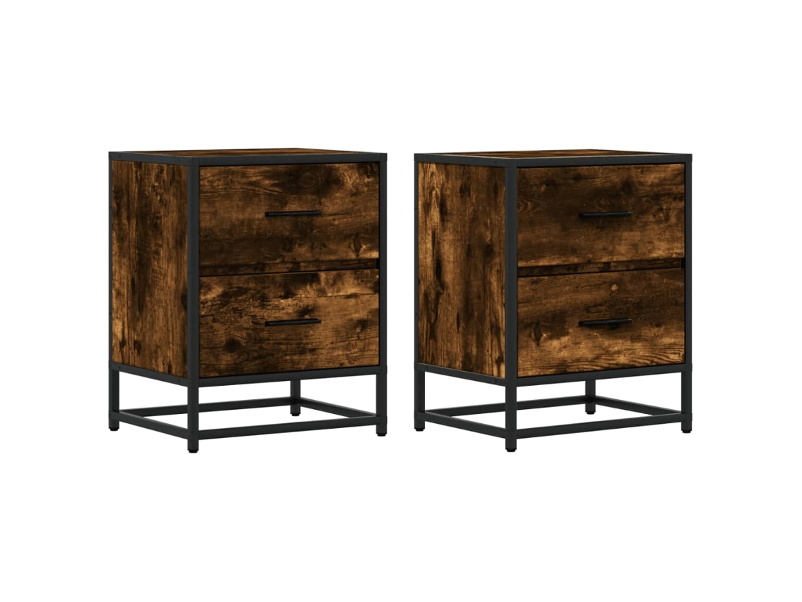 Juego de 2 mesitas de noche de madera de roble ahumado MAISON EXCLUSIVE (40x31x50 cm)