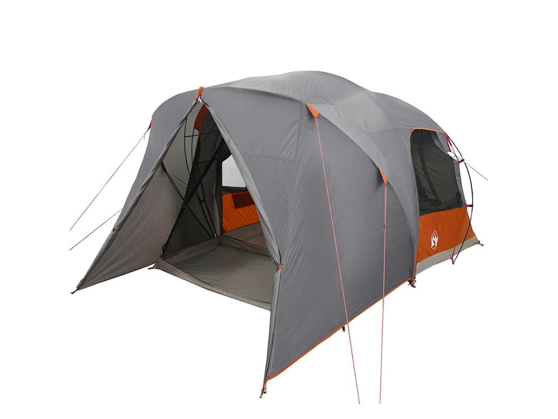 Tienda de campaña tipo domo para 6 personas, gris y naranja, 500 x 314 x 206 cm