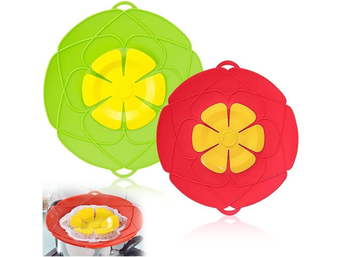 Tapa Antiderrame De Silicona, 2 Piezas De 26 Cm Y 28 Cm, Protector De Ollas, Utensilio De Cocina Multifuncional (verde, Rojo)
