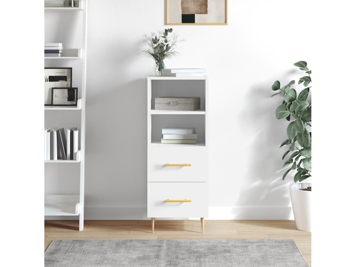 Aparador De Madera Contrachapada Blanco Brillante 34,5x34x90 Cm