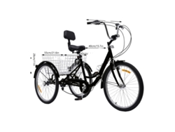Triciclo para adultos de 24 pulgadas, altura del asiento ajustable, transmisión de 7 velocidades, color negro OEM