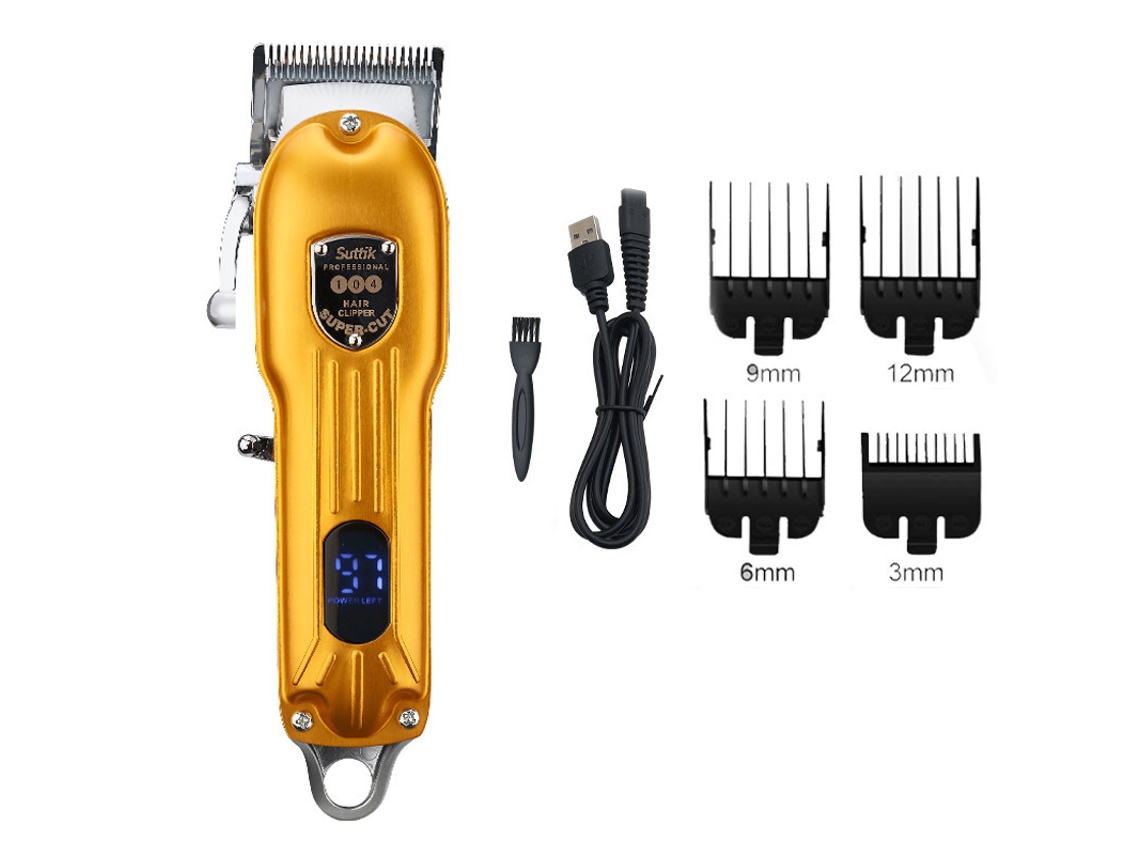 Kit Profissional Sem Fio,aparador Com Display Lcd, Presente Ideal Para Homens Dourado Hexinyigjly